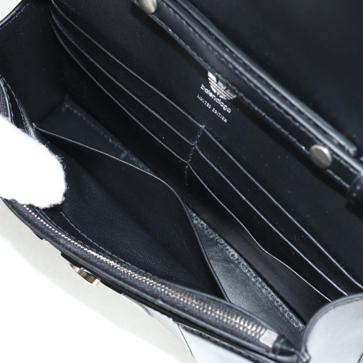 BALENCIAGA Adidas collaboration Chain Bag Leather Black 656050 Auth mr1601M