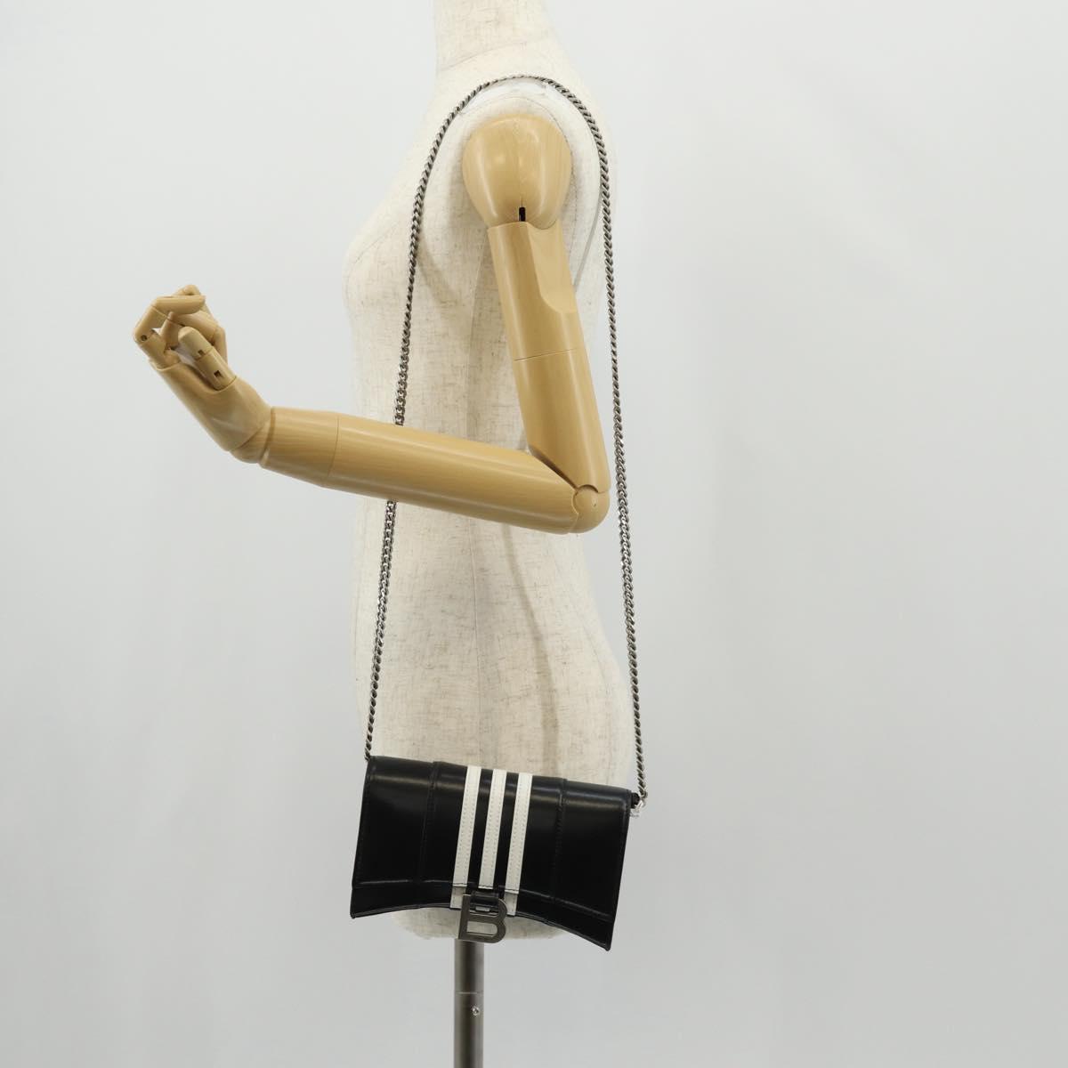 BALENCIAGA Adidas collaboration Chain Bag Leather Black 656050 Auth mr1601M