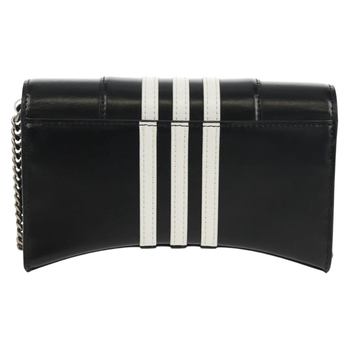 BALENCIAGA Adidas collaboration Chain Bag Leather Black 656050 Auth mr1601M
