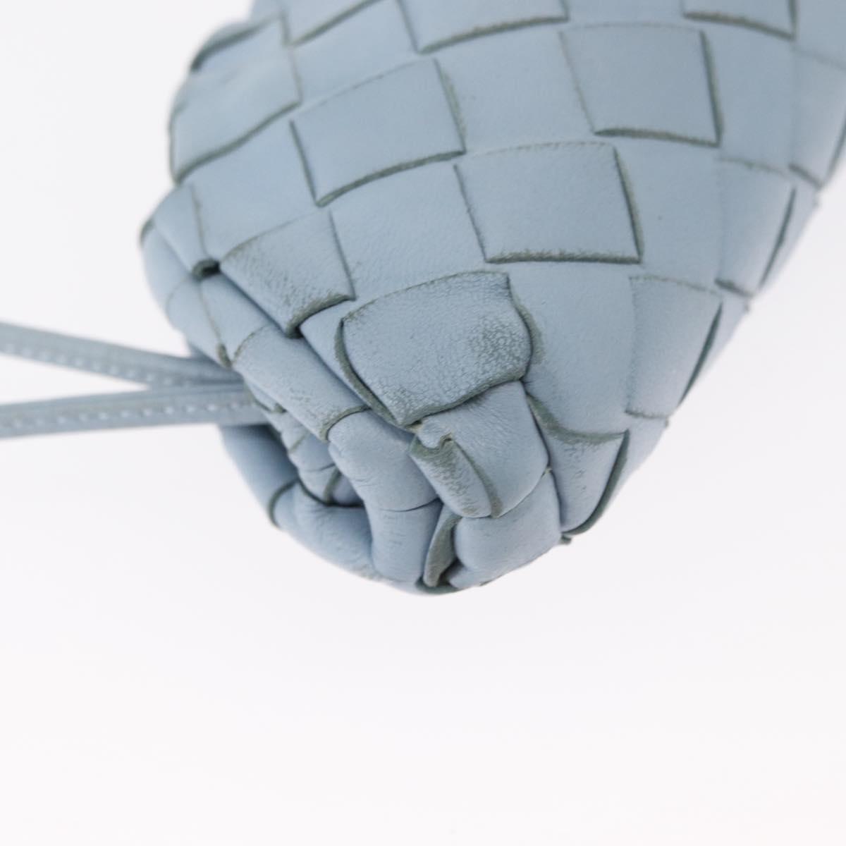 BOTTEGA VENETA INTRECCIATO Mini The Pouch Leather Light Blue Auth mr1604