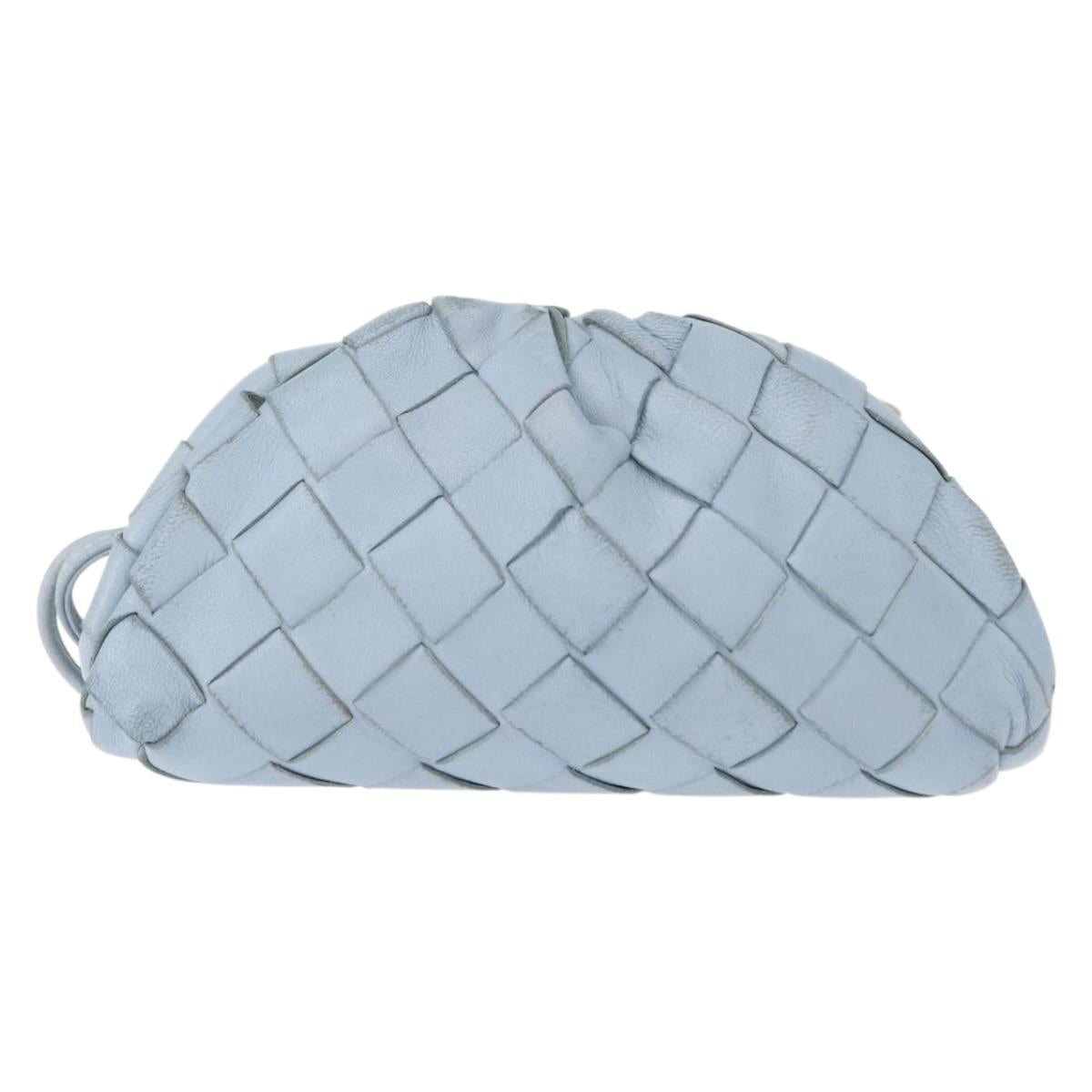 BOTTEGA VENETA INTRECCIATO Mini The Pouch Leather Light Blue Auth mr1604