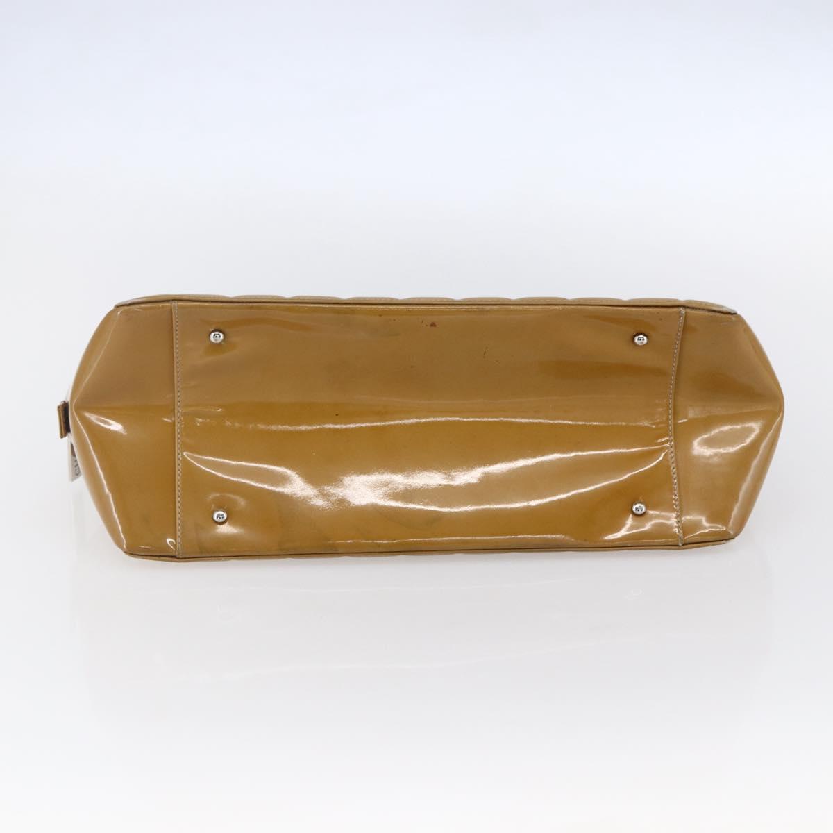 CHANEL Chain Shoulder Bag Patent leather Yellow Silver CC Auth mr1607