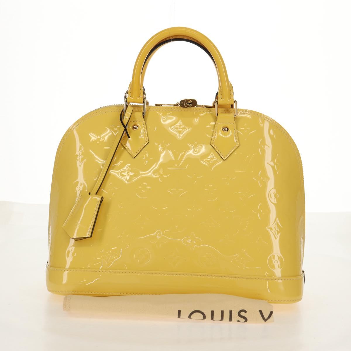 LOUIS VUITTON Monogram Vernis Alma PM Bag Yellow Citrin M90101 LV Auth mr1608A