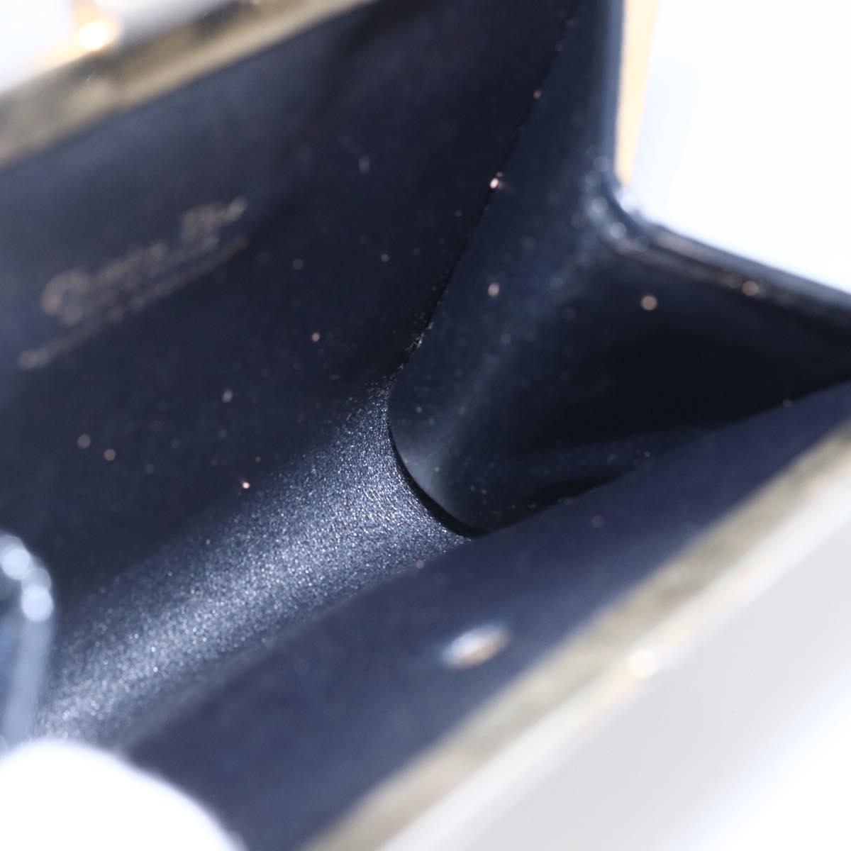 Christian Dior Trotter Canvas Mini Clutch Bag Navy Gold Auth mr1614