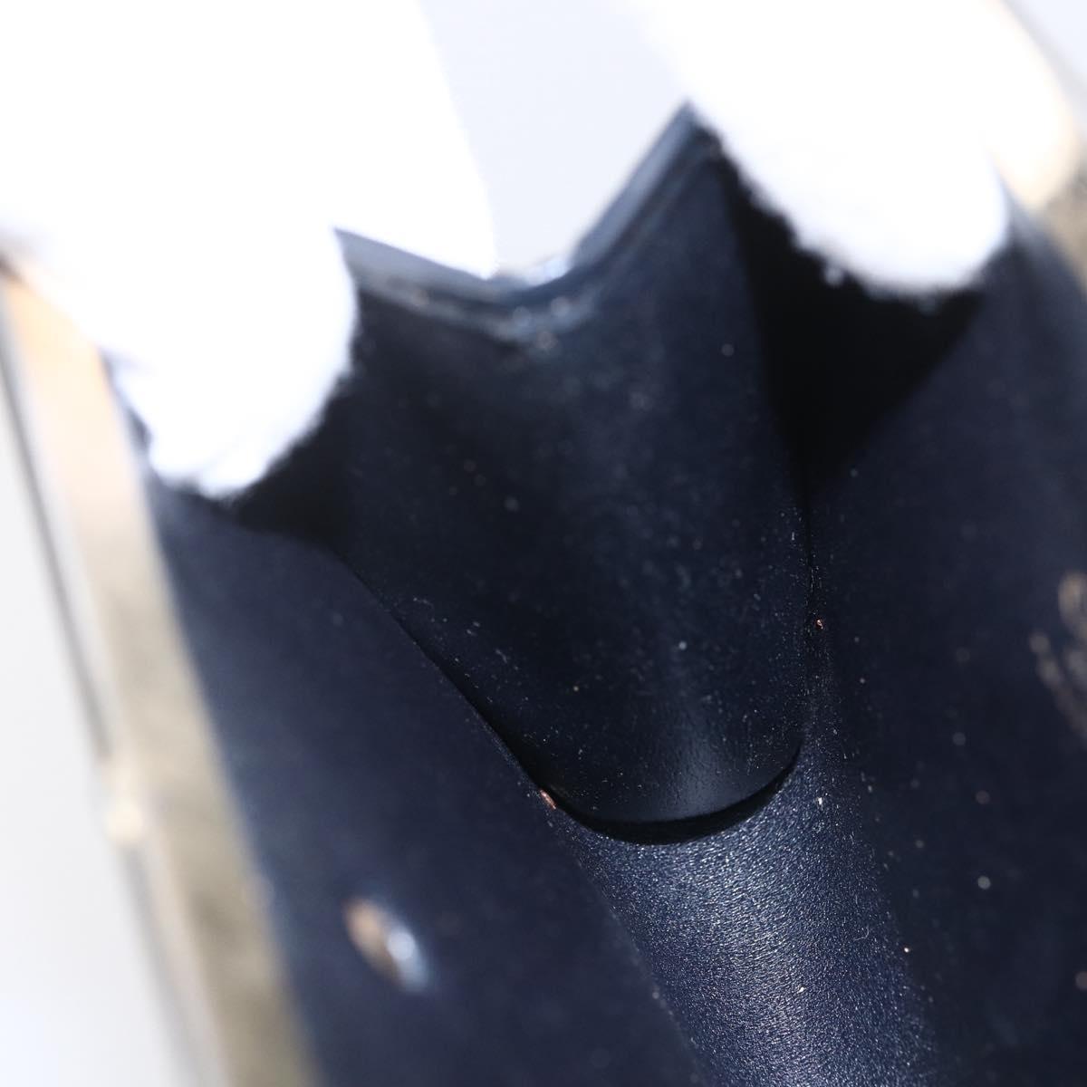 Christian Dior Trotter Canvas Mini Clutch Bag Navy Gold Auth mr1614