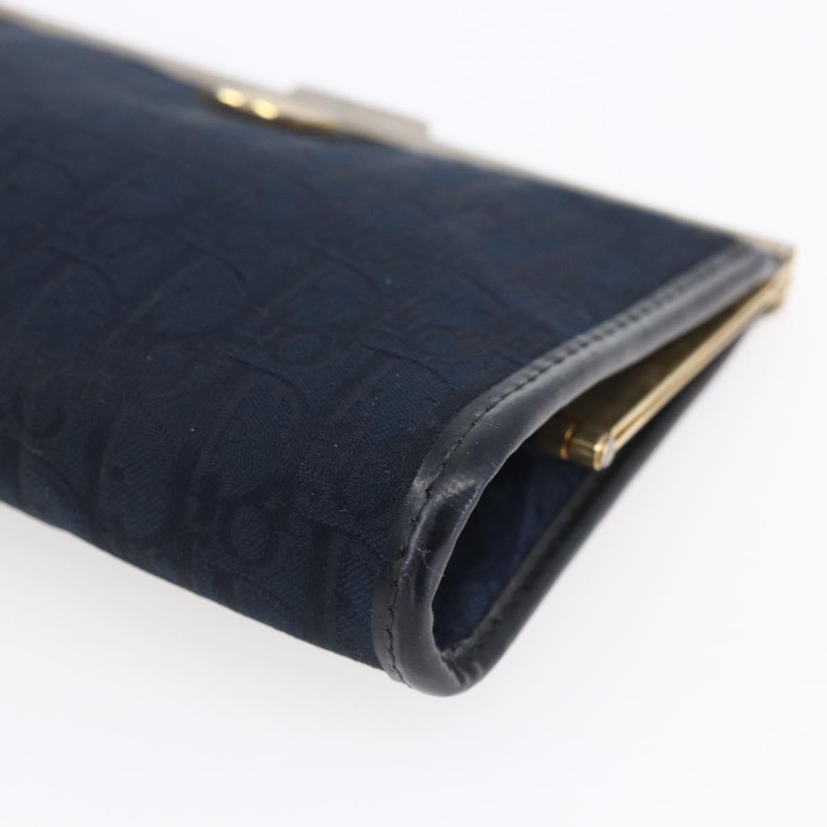 Christian Dior Trotter Canvas Mini Clutch Bag Navy Gold Auth mr1614