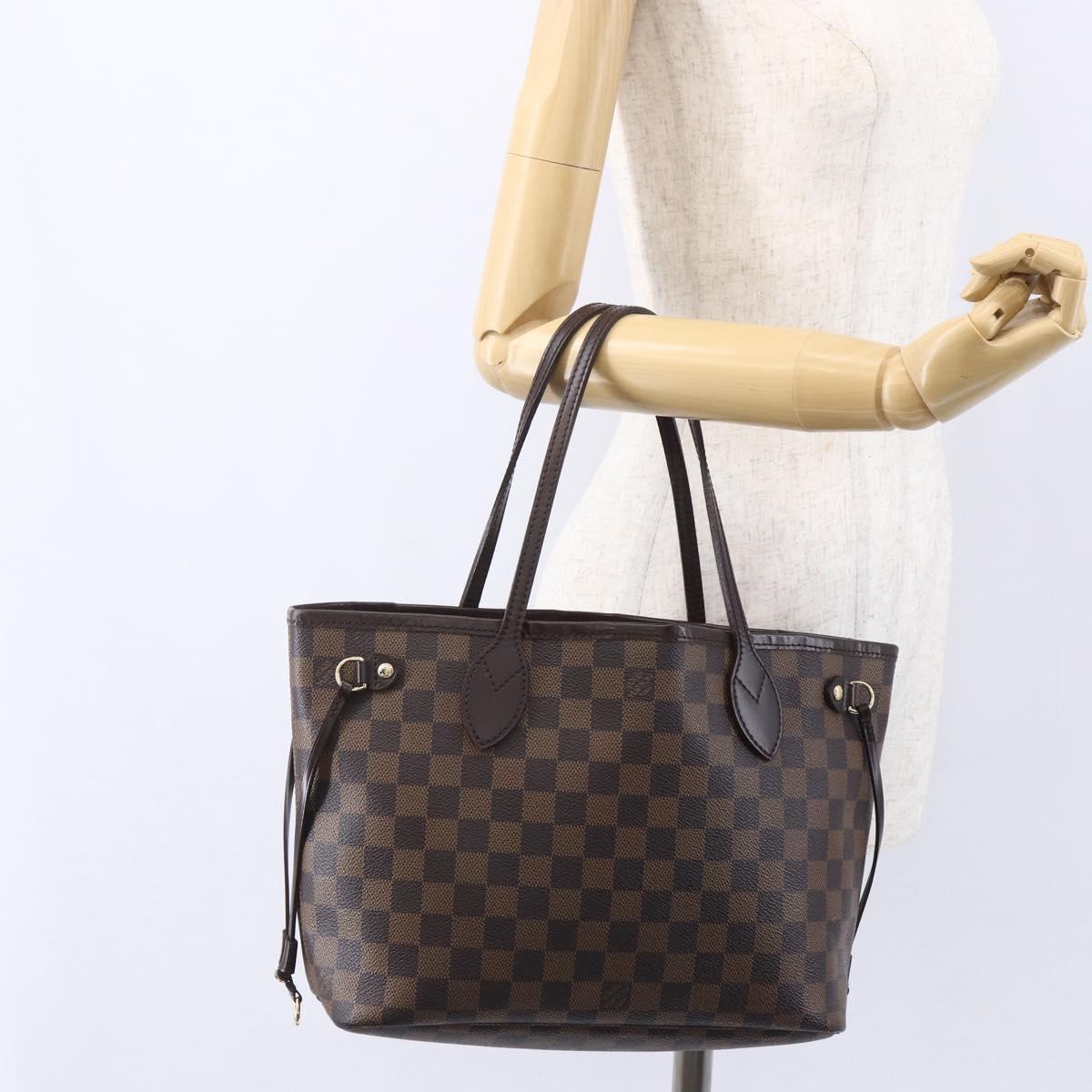 LOUIS VUITTON Damier Ebene Neverfull PM Tote Bag N51109 LV Auth mr1616