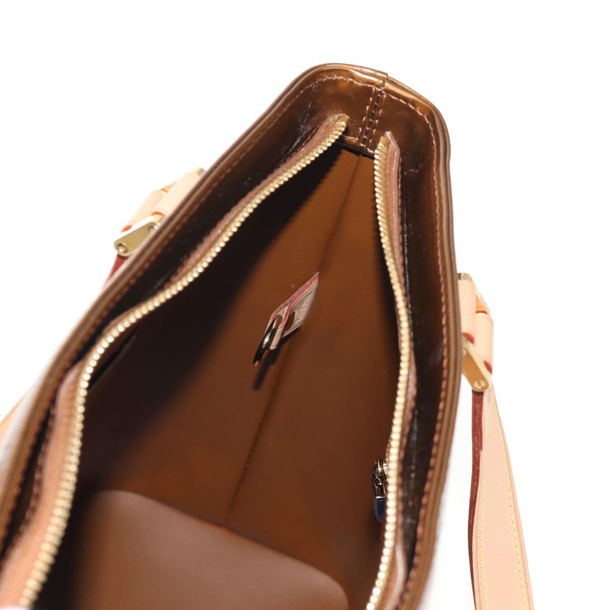 LOUIS VUITTON Monogram Vernis Houston Hand Bag Bronze M91122 LV Auth mr1617V
