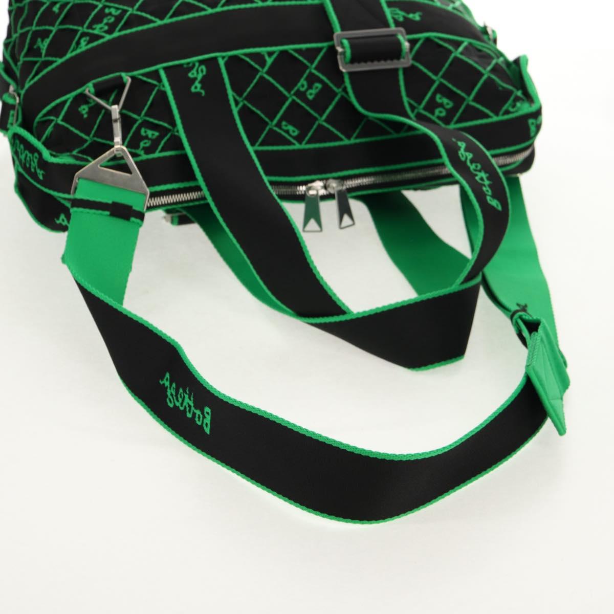 BOTTEGA VENETA Hand Bag Canvas 2way Green Black Silver Auth mr1618M