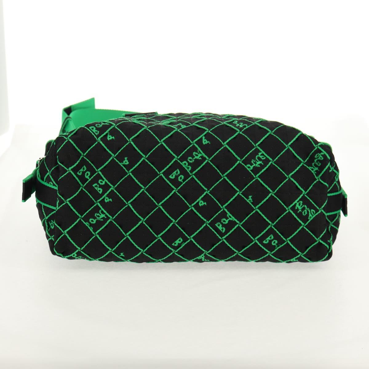 BOTTEGA VENETA Hand Bag Canvas 2way Green Black Silver Auth mr1618M