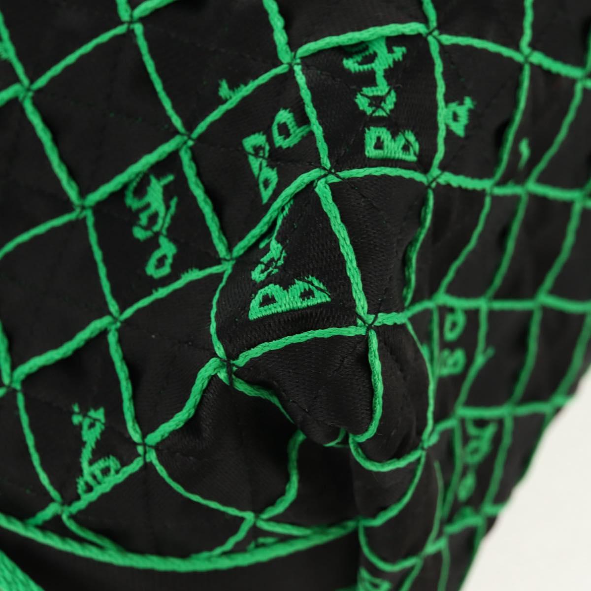 BOTTEGA VENETA Hand Bag Canvas 2way Green Black Silver Auth mr1618M