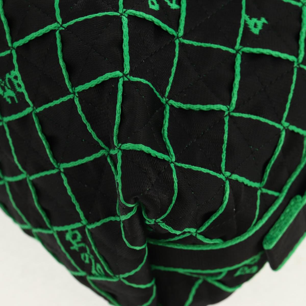 BOTTEGA VENETA Hand Bag Canvas 2way Green Black Silver Auth mr1618M