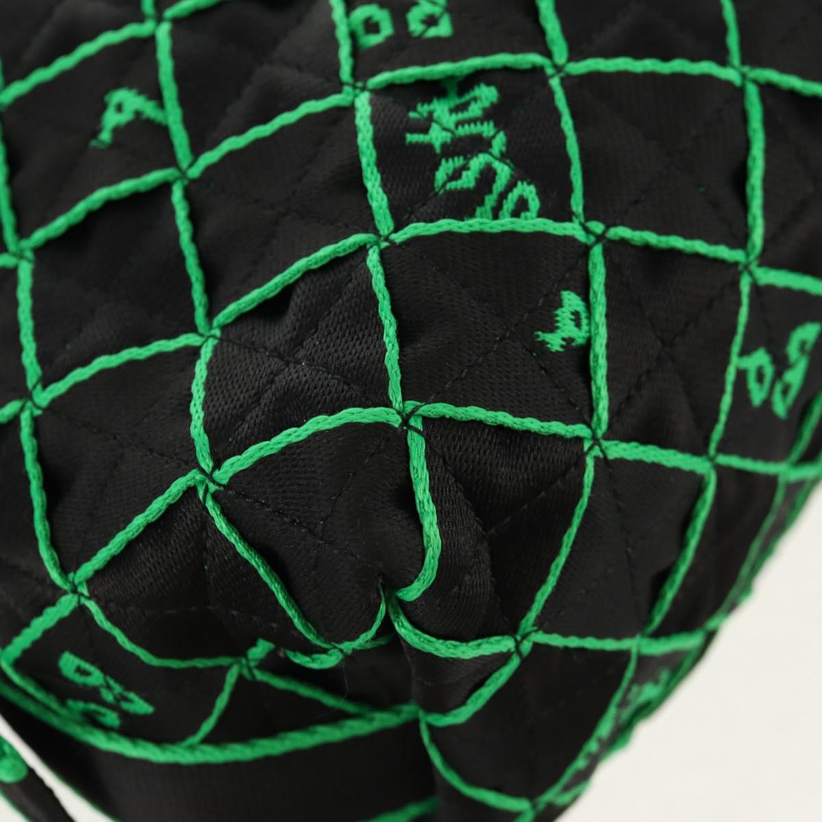 BOTTEGA VENETA Hand Bag Canvas 2way Green Black Silver Auth mr1618M