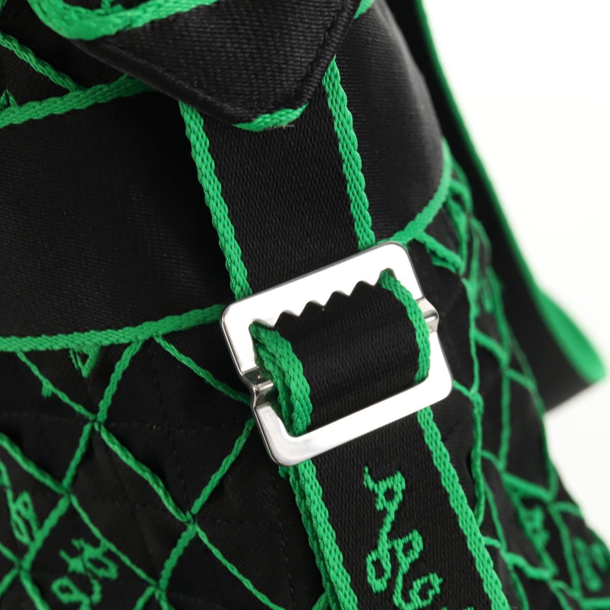 BOTTEGA VENETA Hand Bag Canvas 2way Green Black Silver Auth mr1618M