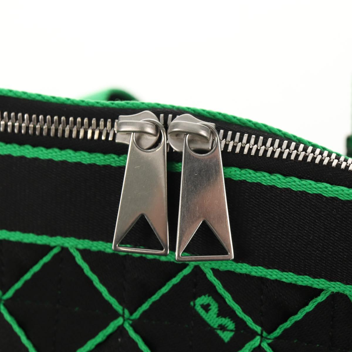 BOTTEGA VENETA Hand Bag Canvas 2way Green Black Silver Auth mr1618M