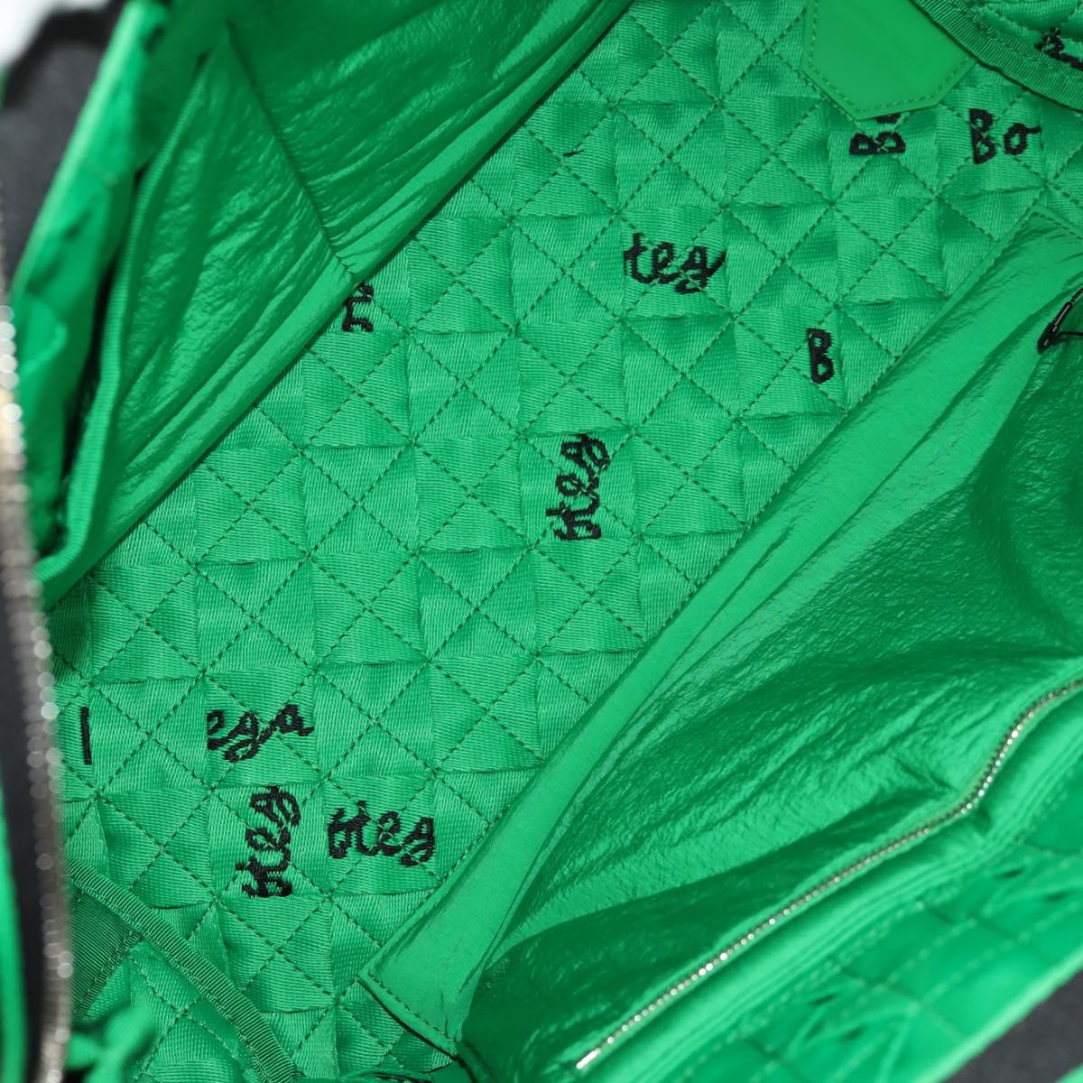 BOTTEGA VENETA Hand Bag Canvas 2way Green Black Silver Auth mr1618M