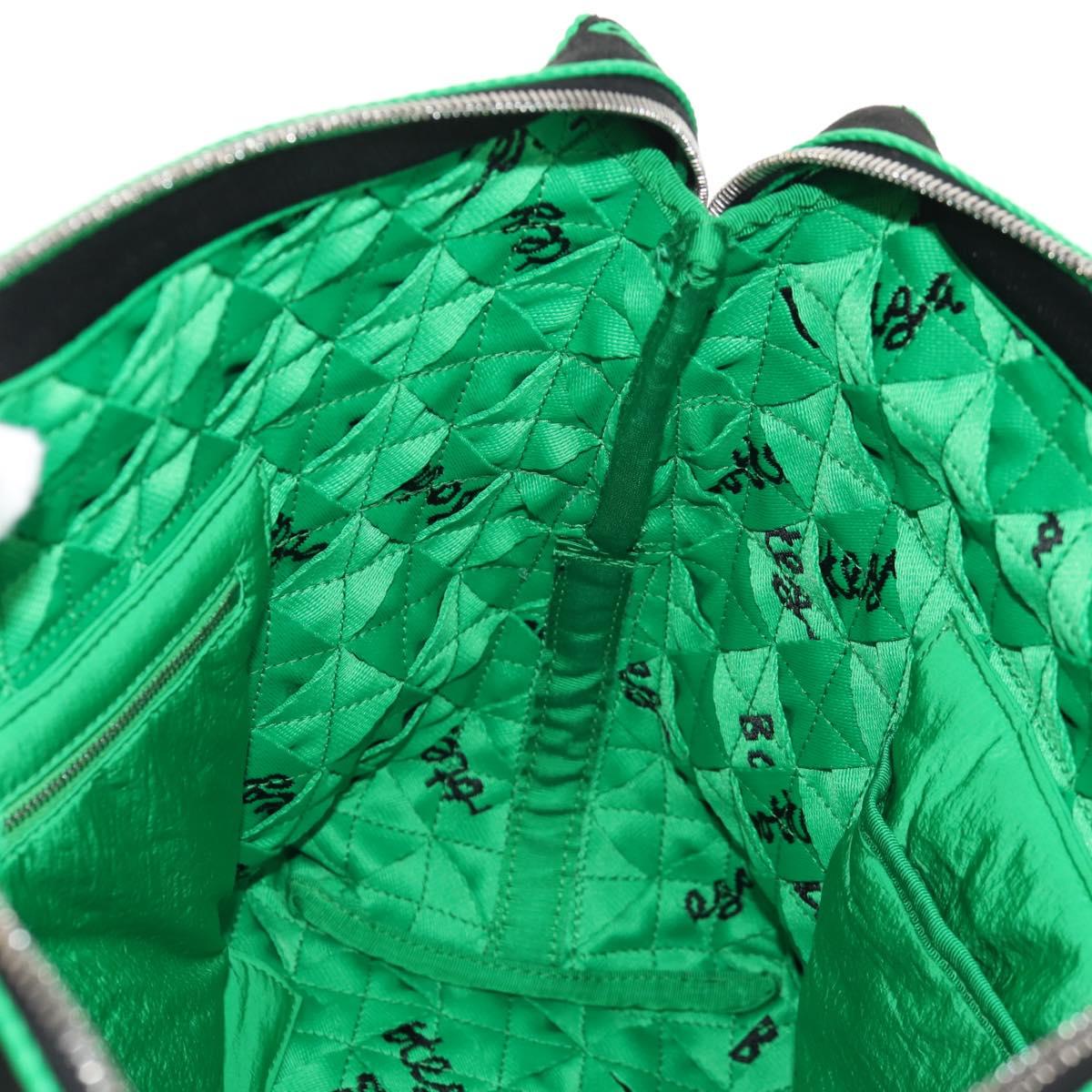 BOTTEGA VENETA Hand Bag Canvas 2way Green Black Silver Auth mr1618M