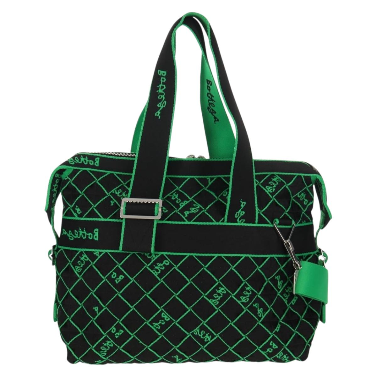 BOTTEGA VENETA Hand Bag Canvas 2way Green Black Silver Auth mr1618M