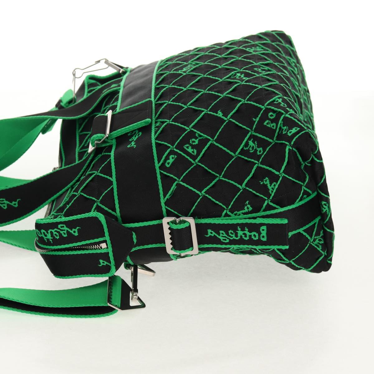 BOTTEGA VENETA Hand Bag Canvas 2way Green Black Silver Auth mr1618M