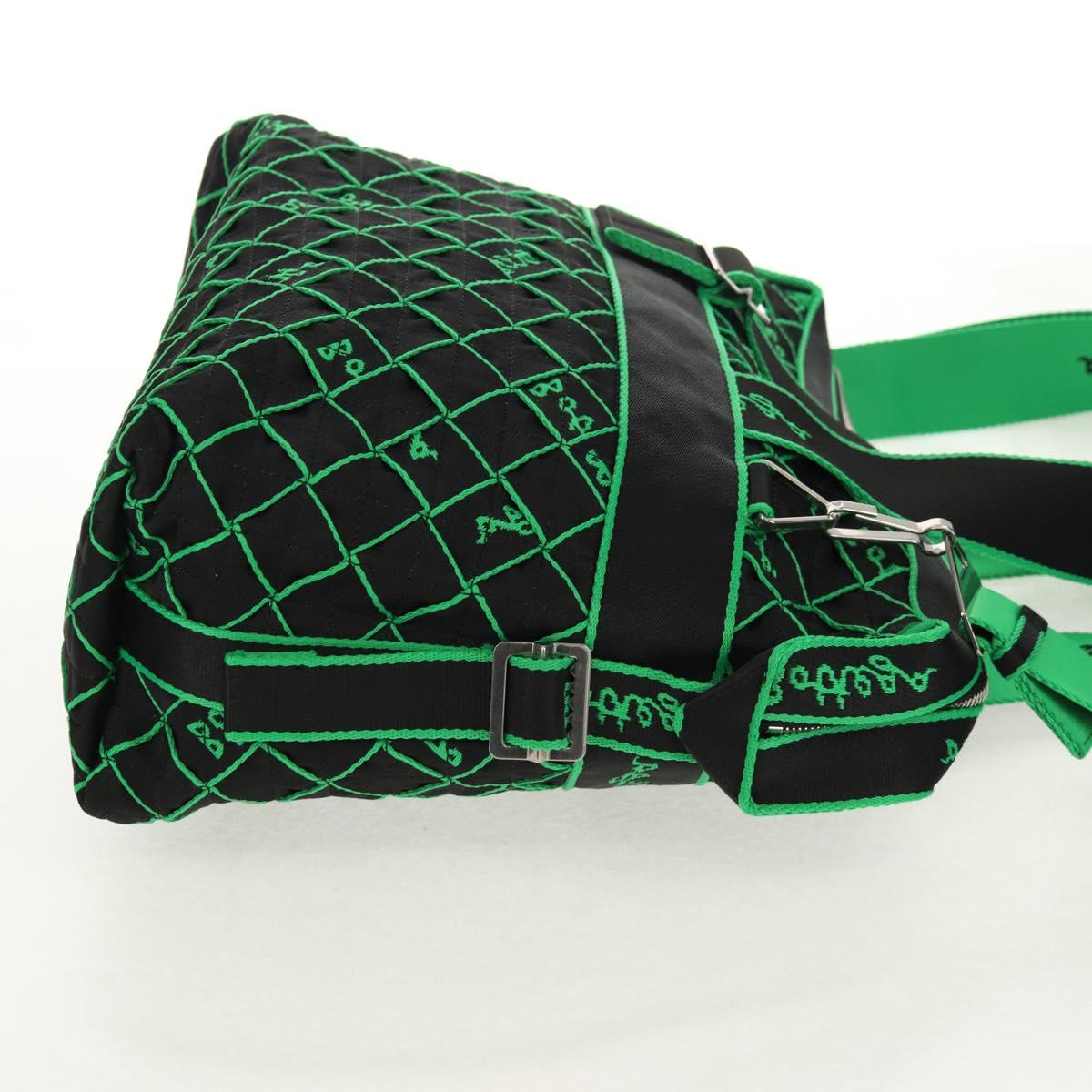 BOTTEGA VENETA Hand Bag Canvas 2way Green Black Silver Auth mr1618M