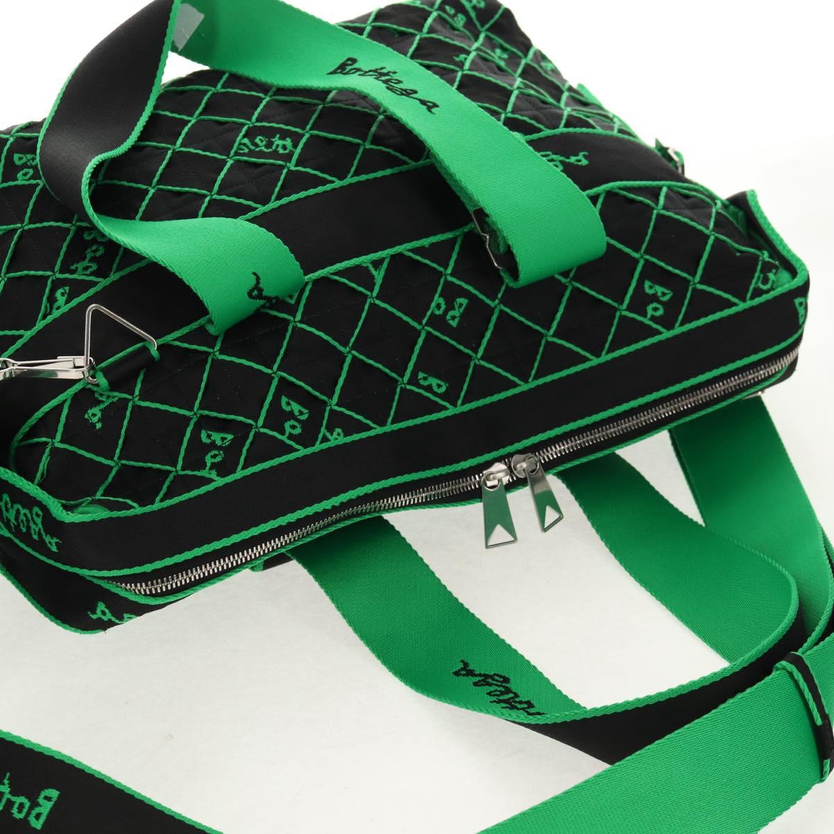 BOTTEGA VENETA Hand Bag Canvas 2way Green Black Silver Auth mr1618M