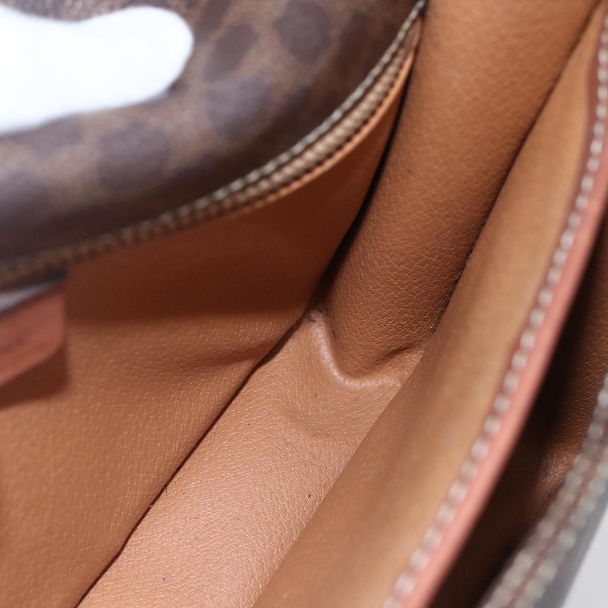 CELINE Macadam Canvas Shoulder Bag PVC Leather Brown Gold Auth mr1621