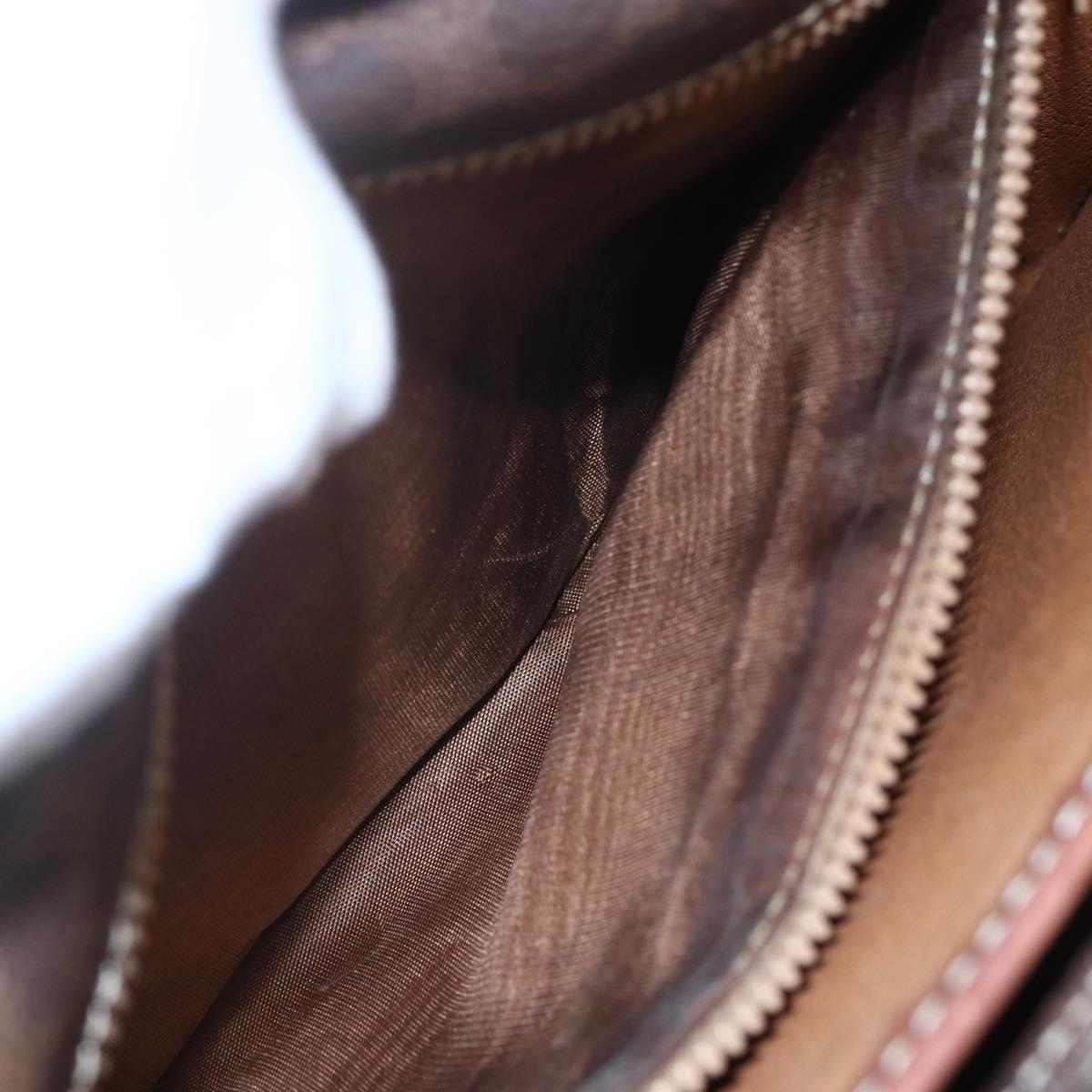 CELINE Macadam Canvas Shoulder Bag PVC Leather Brown Gold Auth mr1621