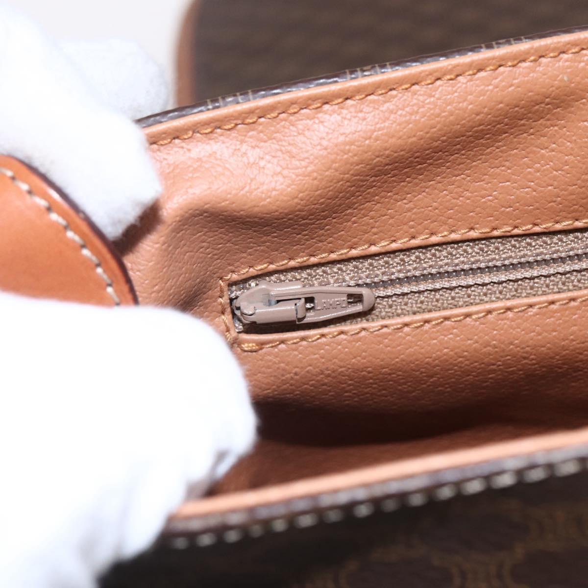 CELINE Macadam Canvas Shoulder Bag PVC Leather Brown Gold Auth mr1622