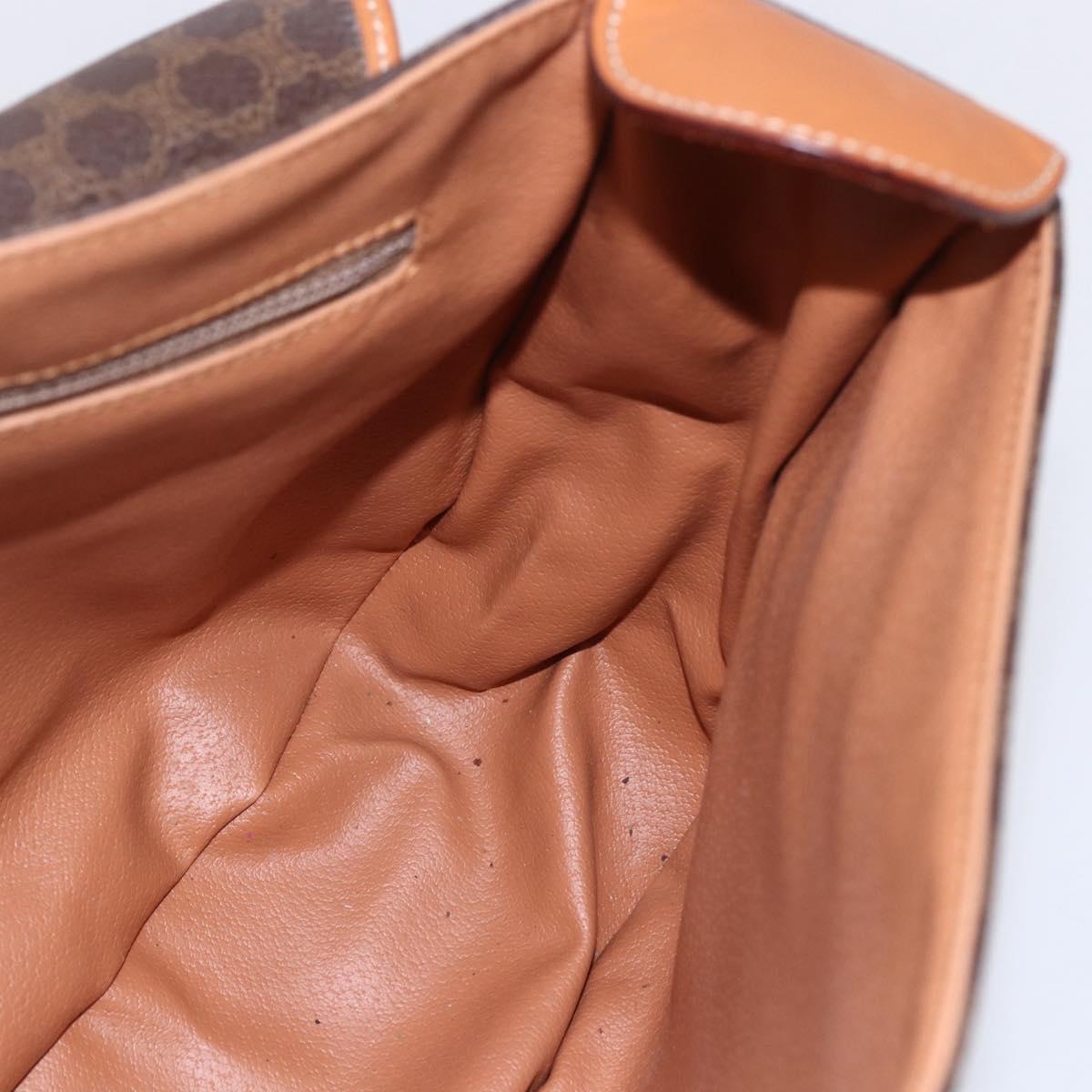 CELINE Macadam Canvas Shoulder Bag PVC Leather Brown Gold Auth mr1622