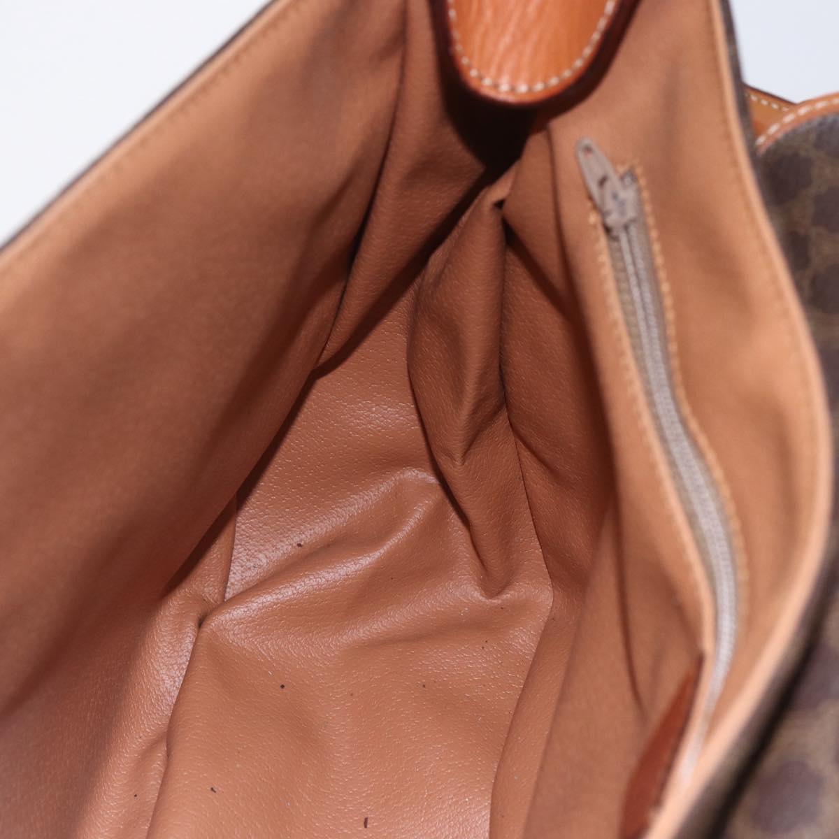 CELINE Macadam Canvas Shoulder Bag PVC Leather Brown Gold Auth mr1622