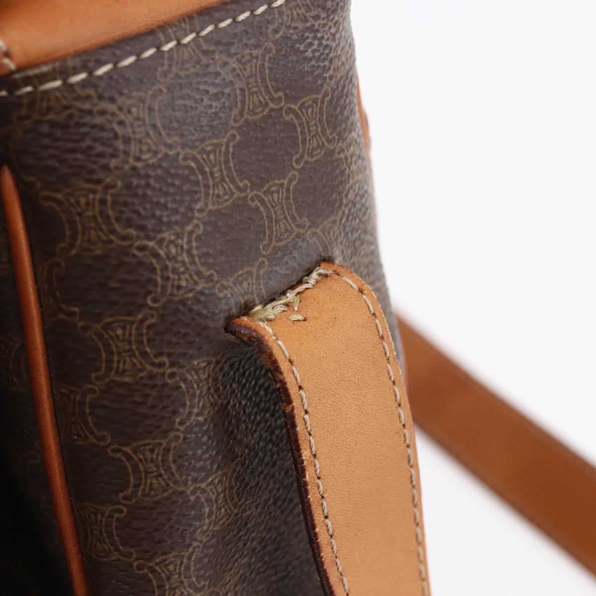 CELINE Macadam Canvas Shoulder Bag PVC Leather Brown Gold Auth mr1622