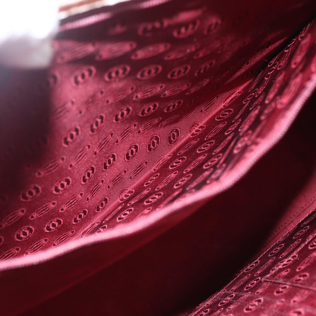 CARTIER Tote Bag Leather Bordeaux Gold Auth mr1623