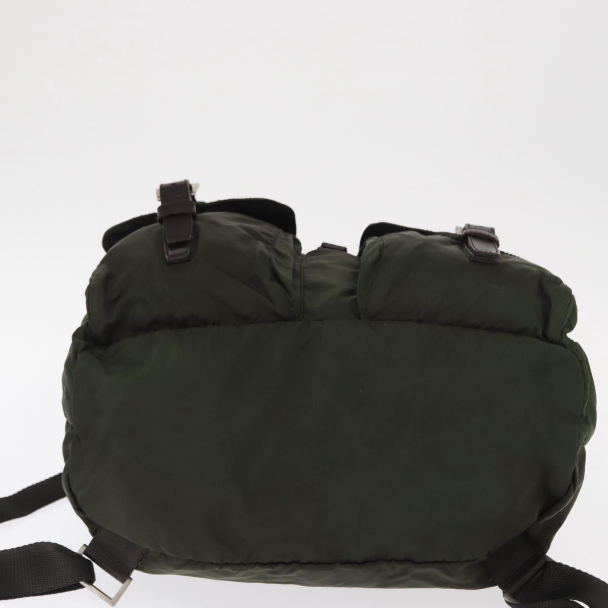PRADA Backpack Nylon Khaki Silver Auth mr1625