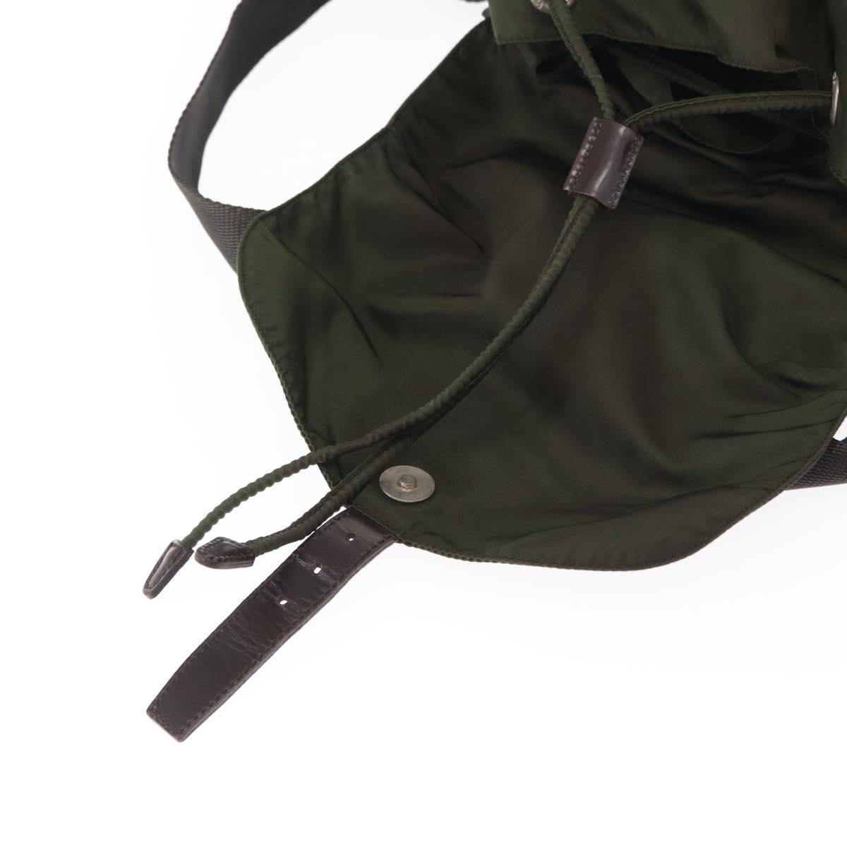 PRADA Backpack Nylon Khaki Silver Auth mr1625