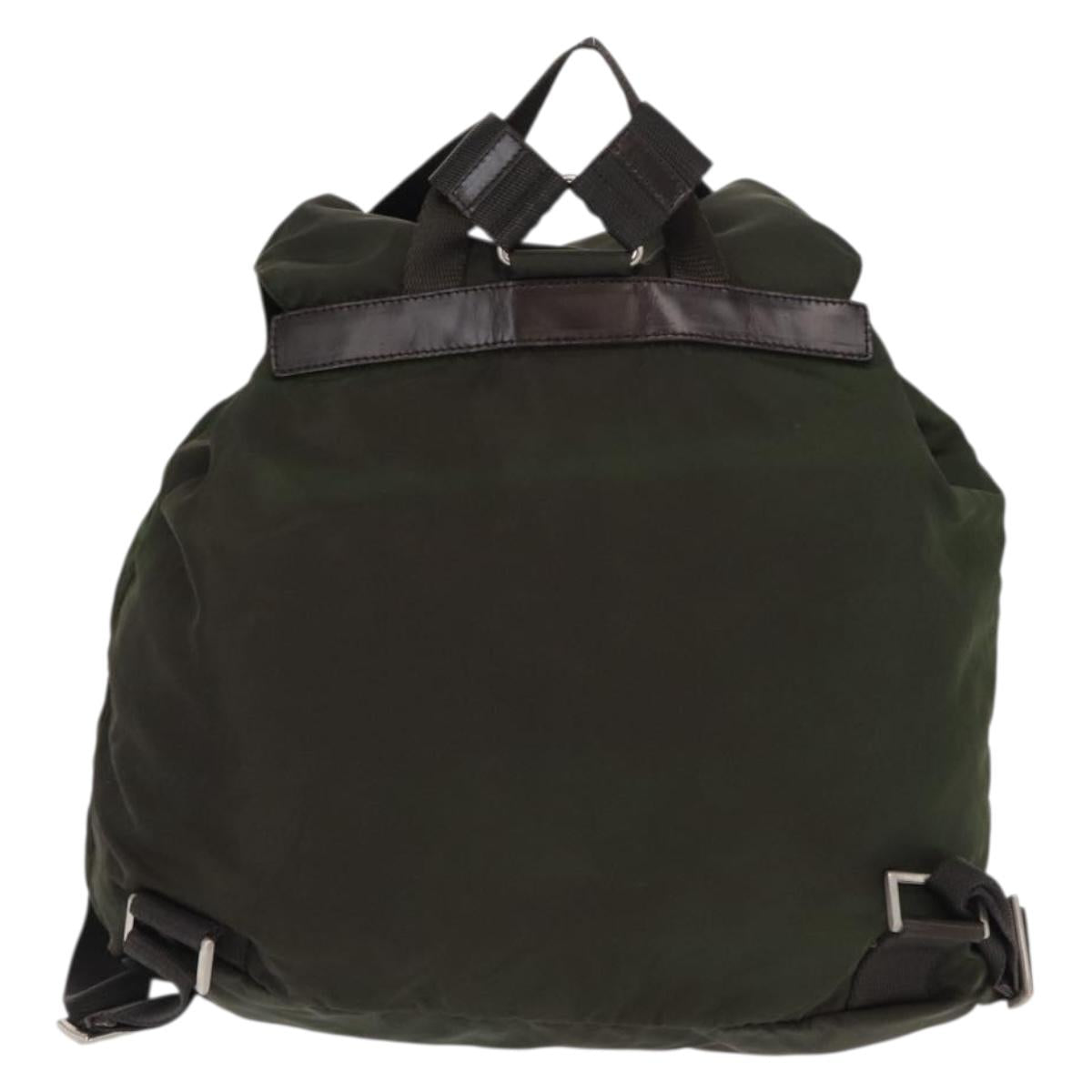 PRADA Backpack Nylon Khaki Silver Auth mr1625