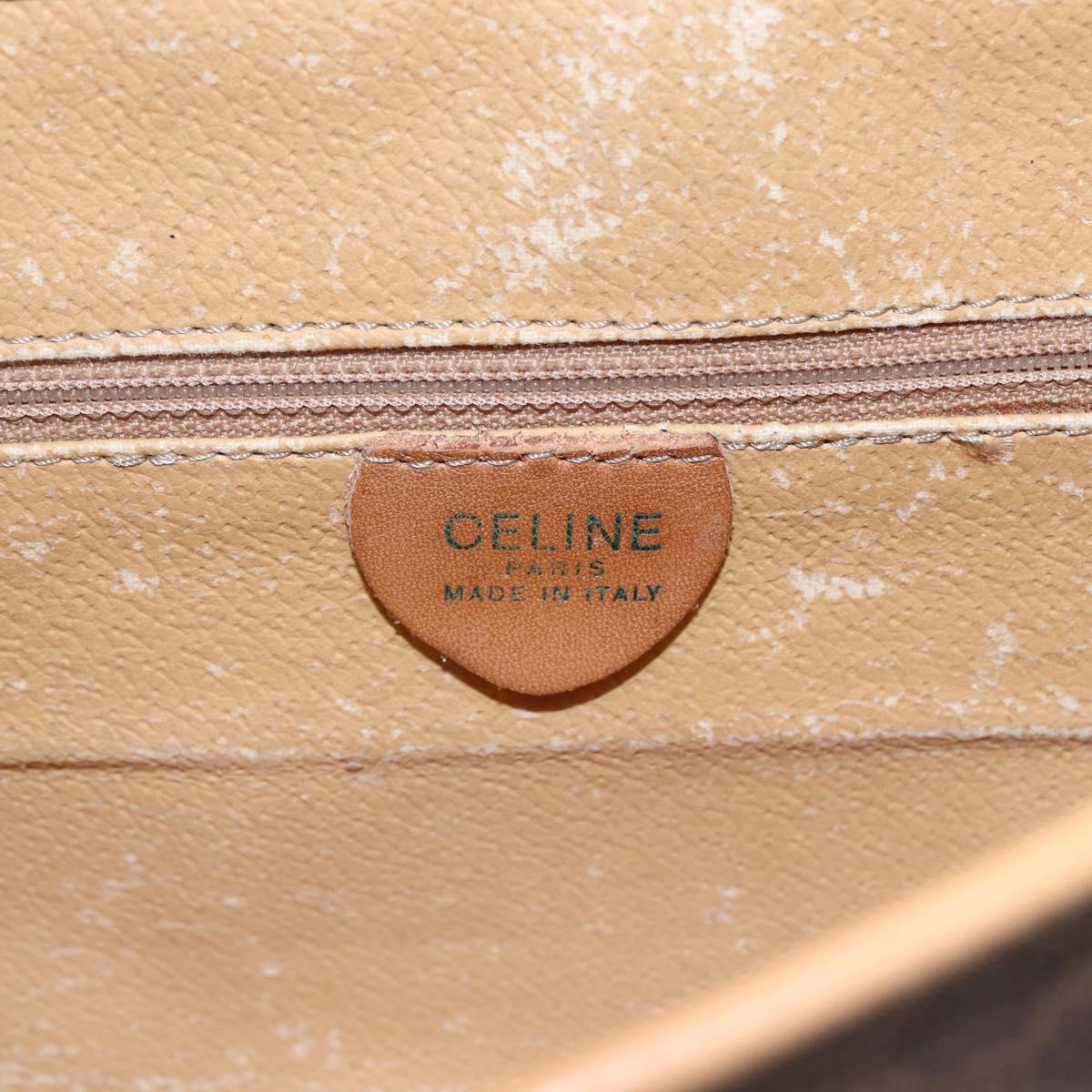 CELINE Macadam Canvas Clutch Bag PVC Leather Brown Gold Auth mr1627