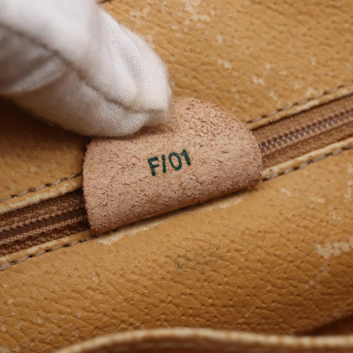 CELINE Macadam Canvas Clutch Bag PVC Leather Brown Gold Auth mr1627