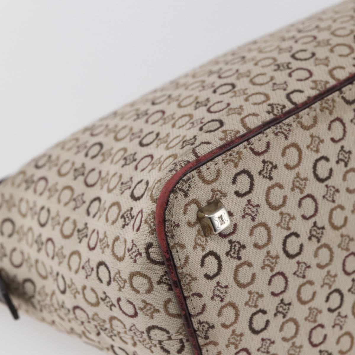 CELINE C Macadam Canvas Accessory Pouch Beige Silver Auth mr1628