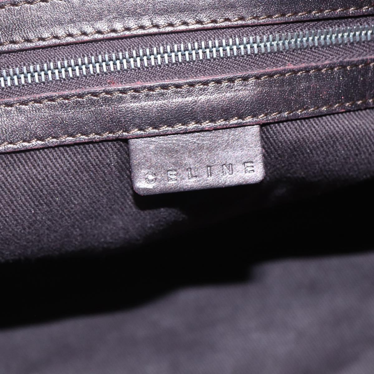 CELINE C Macadam Canvas Accessory Pouch Beige Silver Auth mr1628