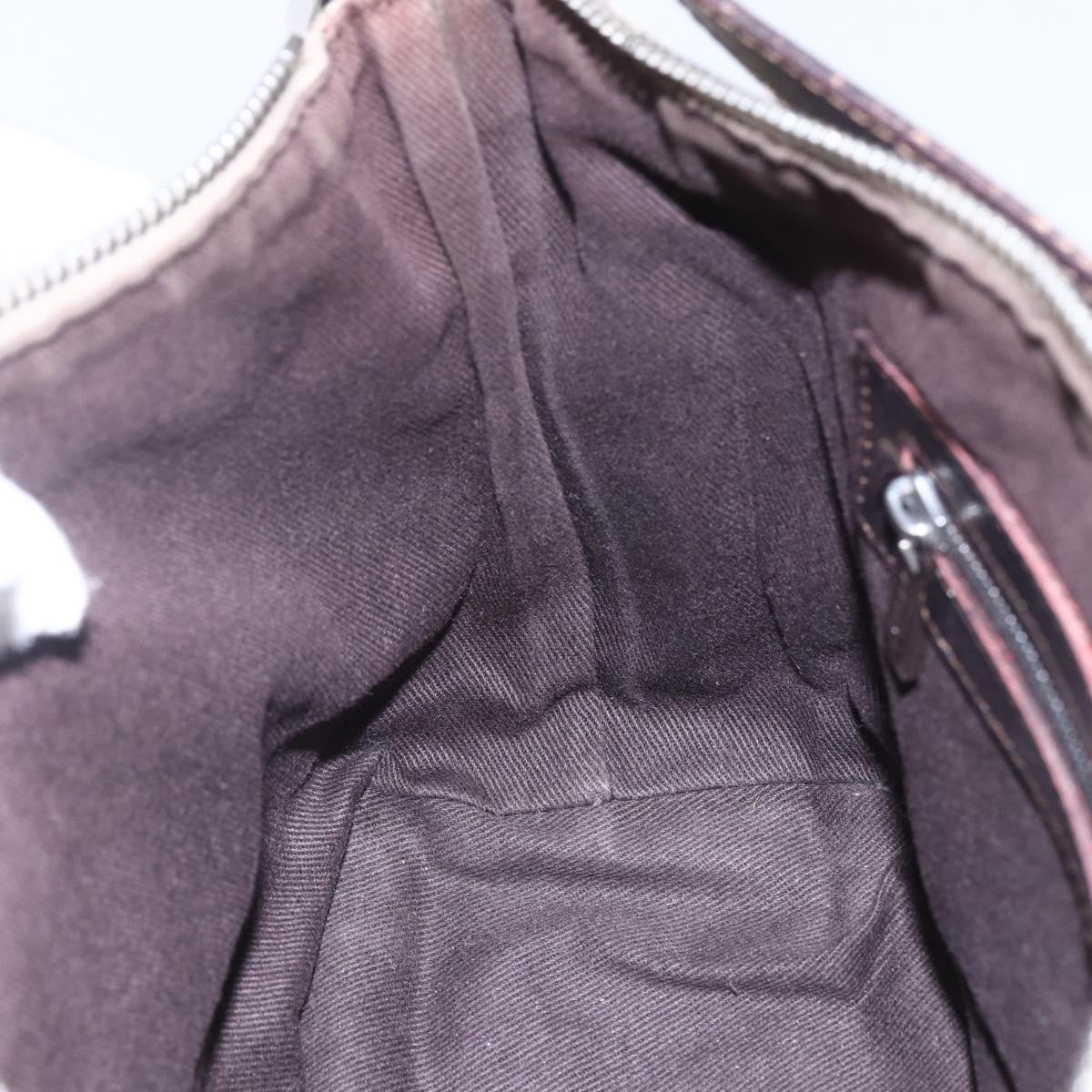 CELINE C Macadam Canvas Accessory Pouch Beige Silver Auth mr1628