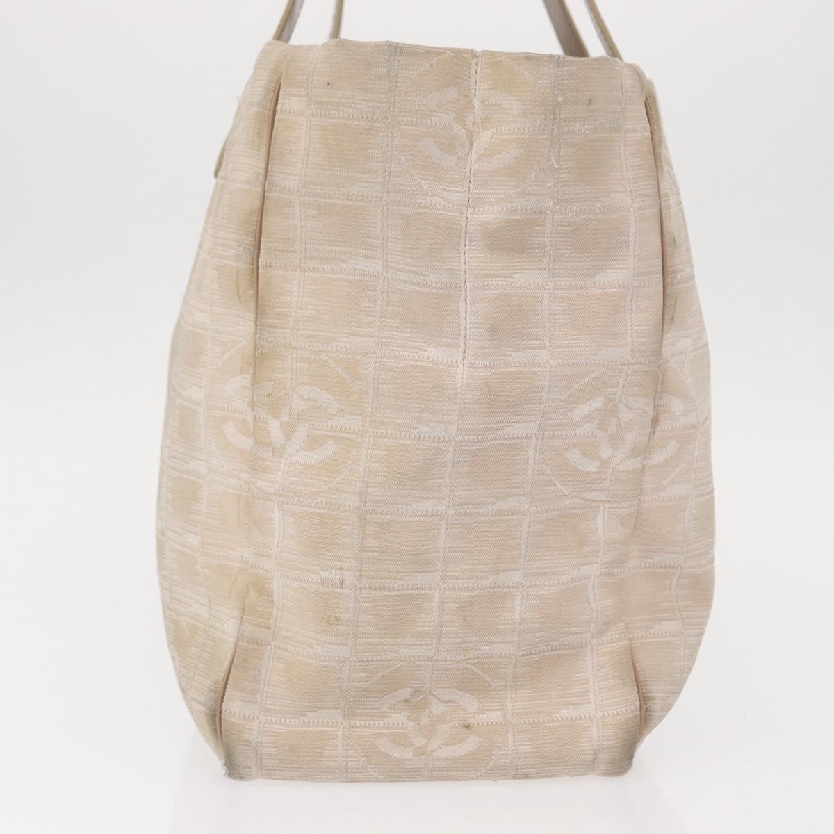 CHANEL New Travel Line Hand Bag Nylon Beige Gold CC Auth mr1630