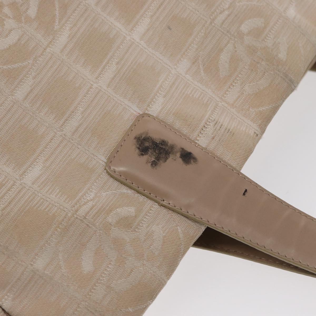 CHANEL New Travel Line Hand Bag Nylon Beige Gold CC Auth mr1630