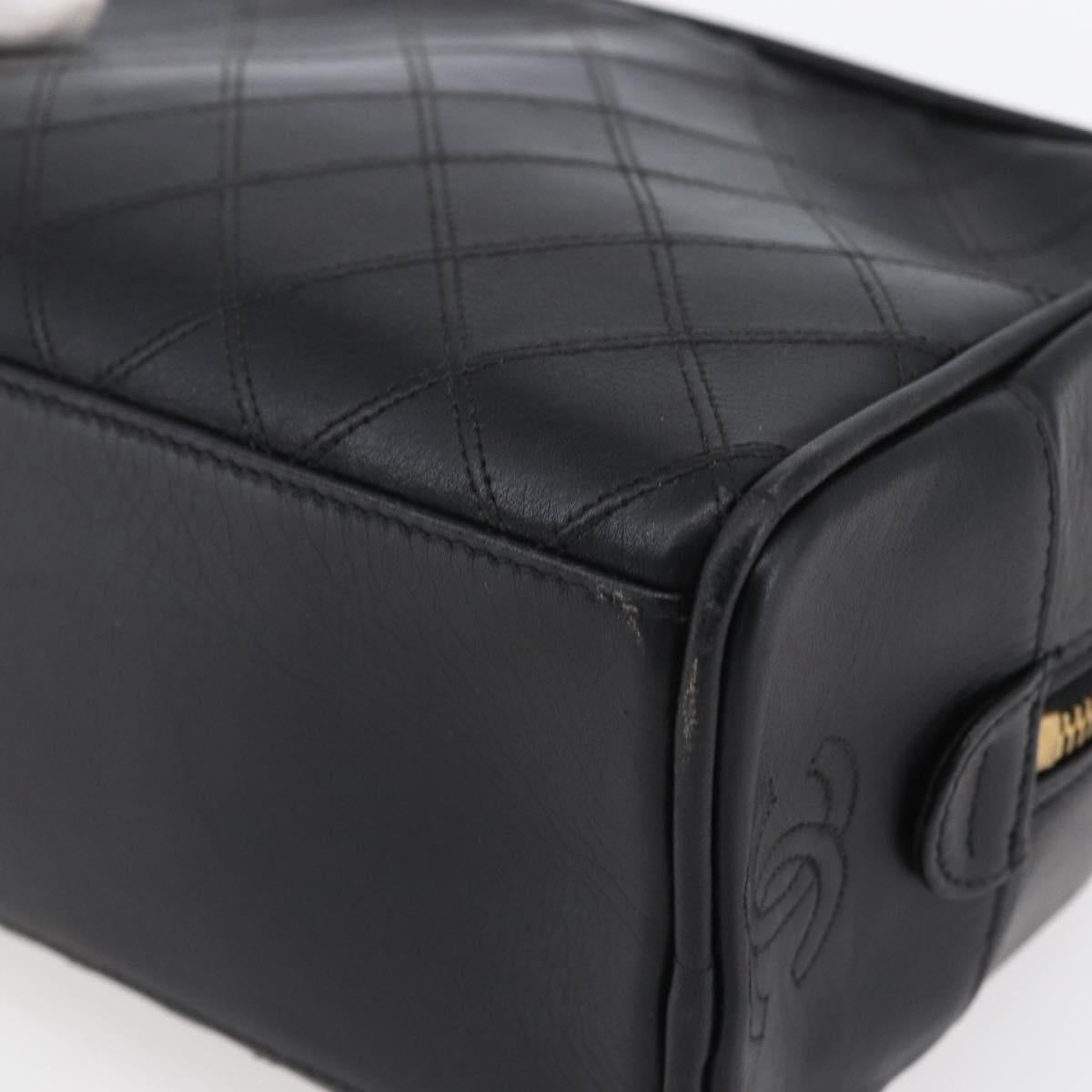 CHANEL Bicolore Pouch Patent leather Black Gold CC Auth mr1631