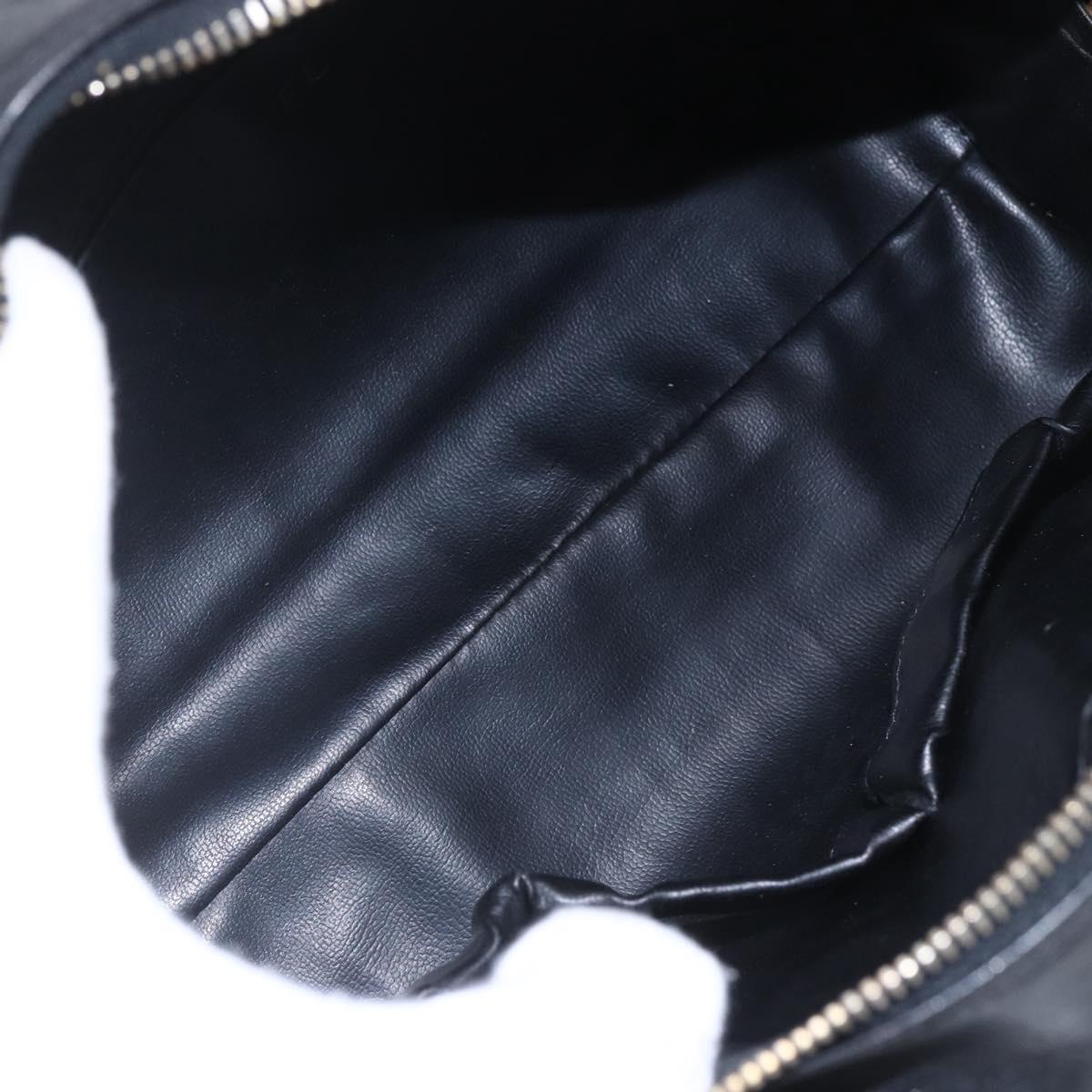 CHANEL Bicolore Pouch Patent leather Black Gold CC Auth mr1631