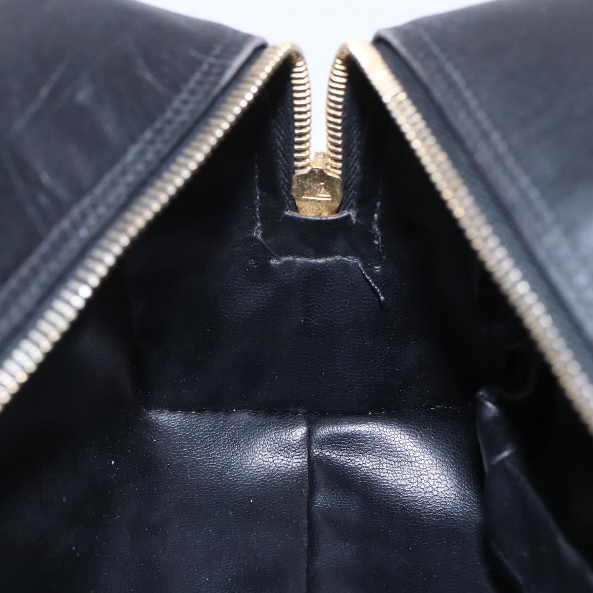 CHANEL Bicolore Pouch Patent leather Black Gold CC Auth mr1631