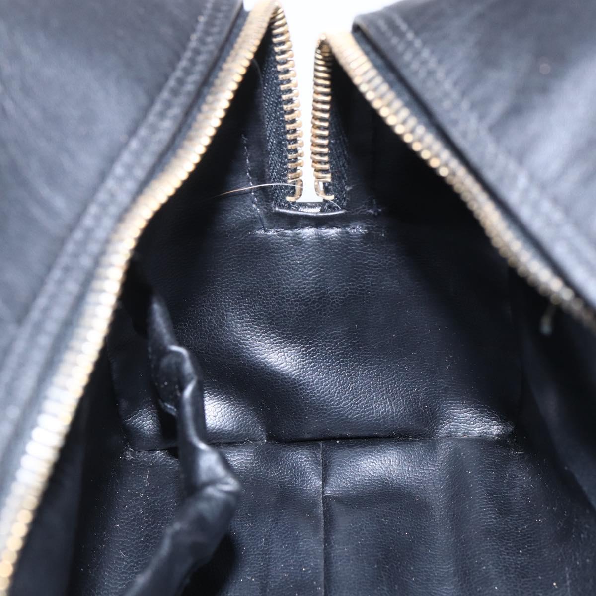 CHANEL Bicolore Pouch Patent leather Black Gold CC Auth mr1631