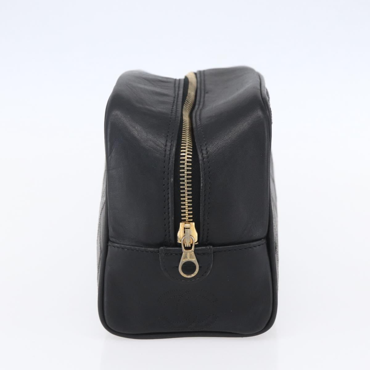 CHANEL Bicolore Pouch Patent leather Black Gold CC Auth mr1631