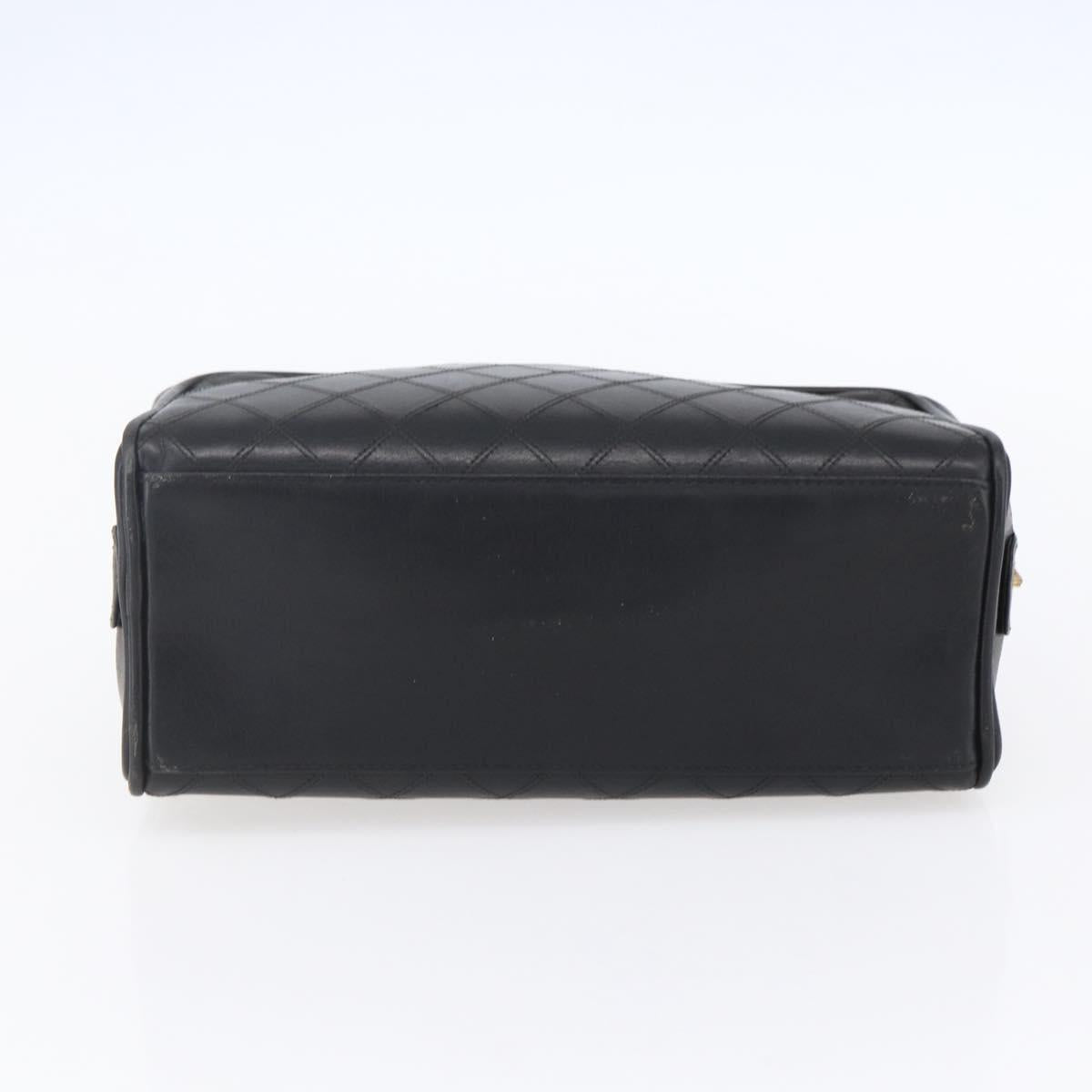CHANEL Bicolore Pouch Patent leather Black Gold CC Auth mr1631