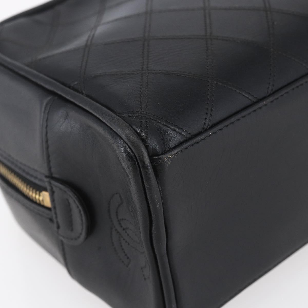 CHANEL Bicolore Pouch Patent leather Black Gold CC Auth mr1631