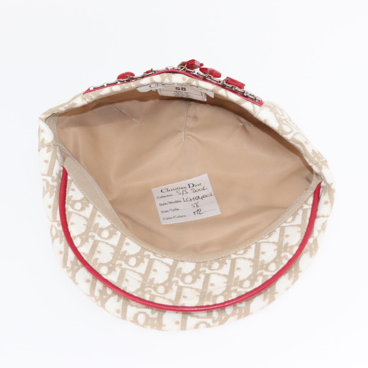 Christian Dior Trotter Canvas Cap Beige Auth mr1632V